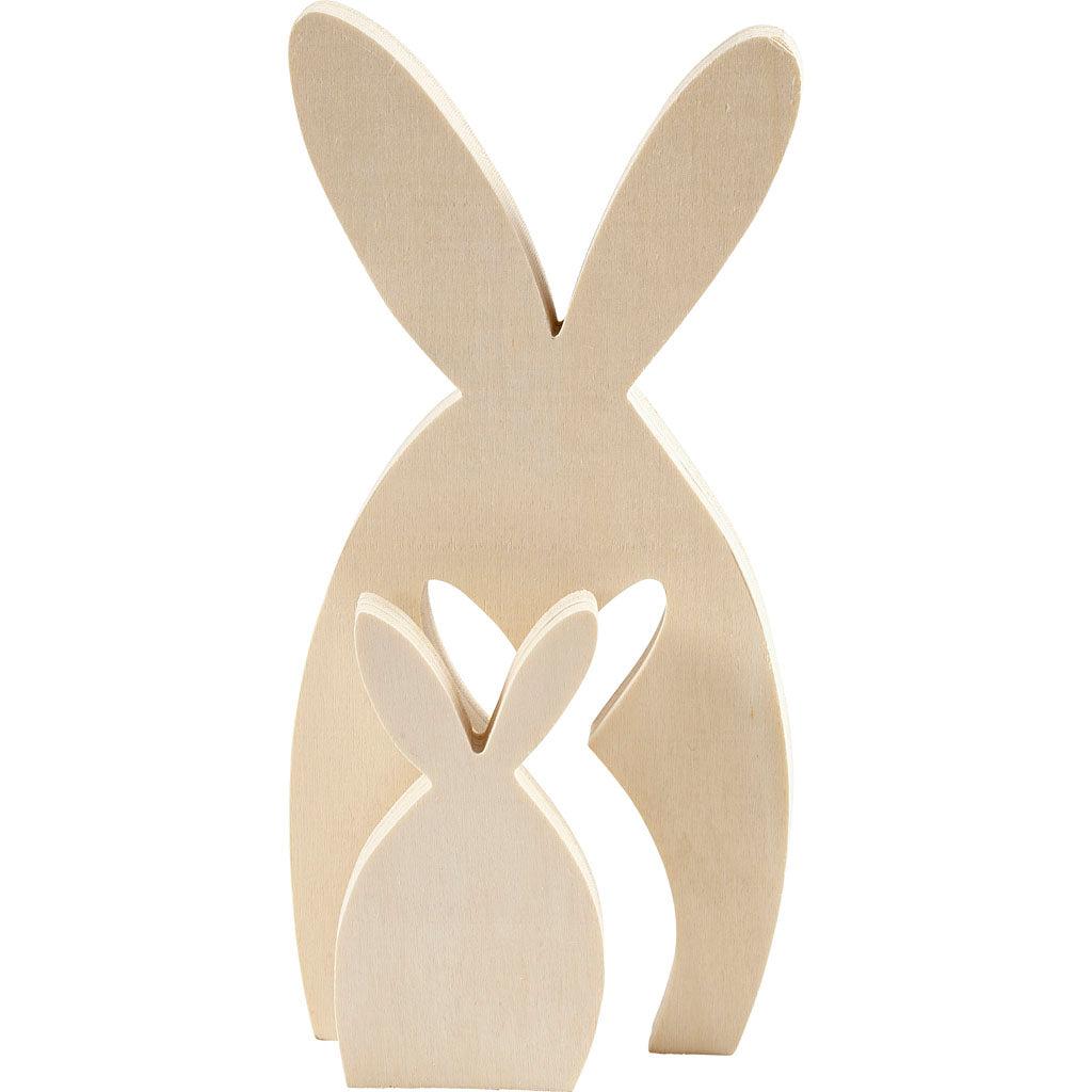 2i1 figur, harer, H: 11,5+24,5 cm, D: 2 cm, B: 6,5+11,5 cm, 1 sæt