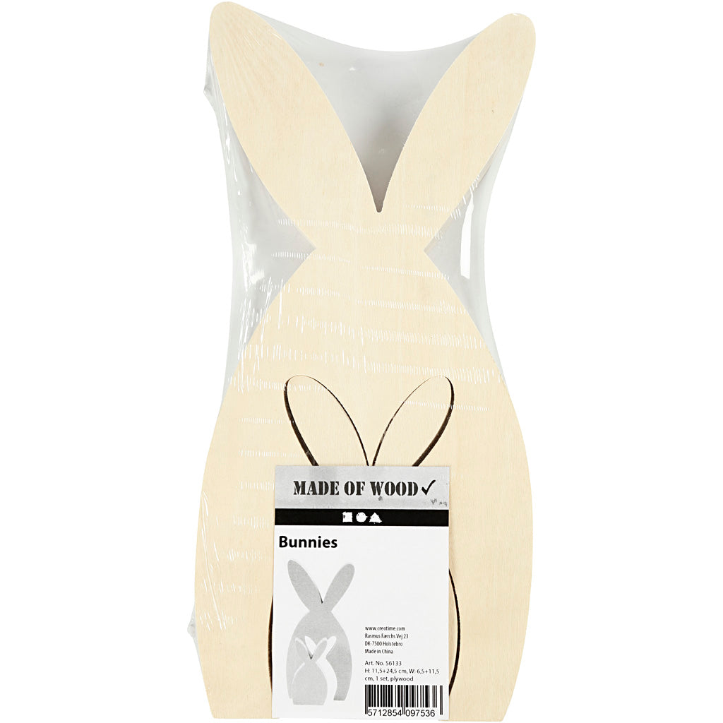 2i1 figur, harer, H: 11,5+24,5 cm, D: 2 cm, B: 6,5+11,5 cm, 1 sæt