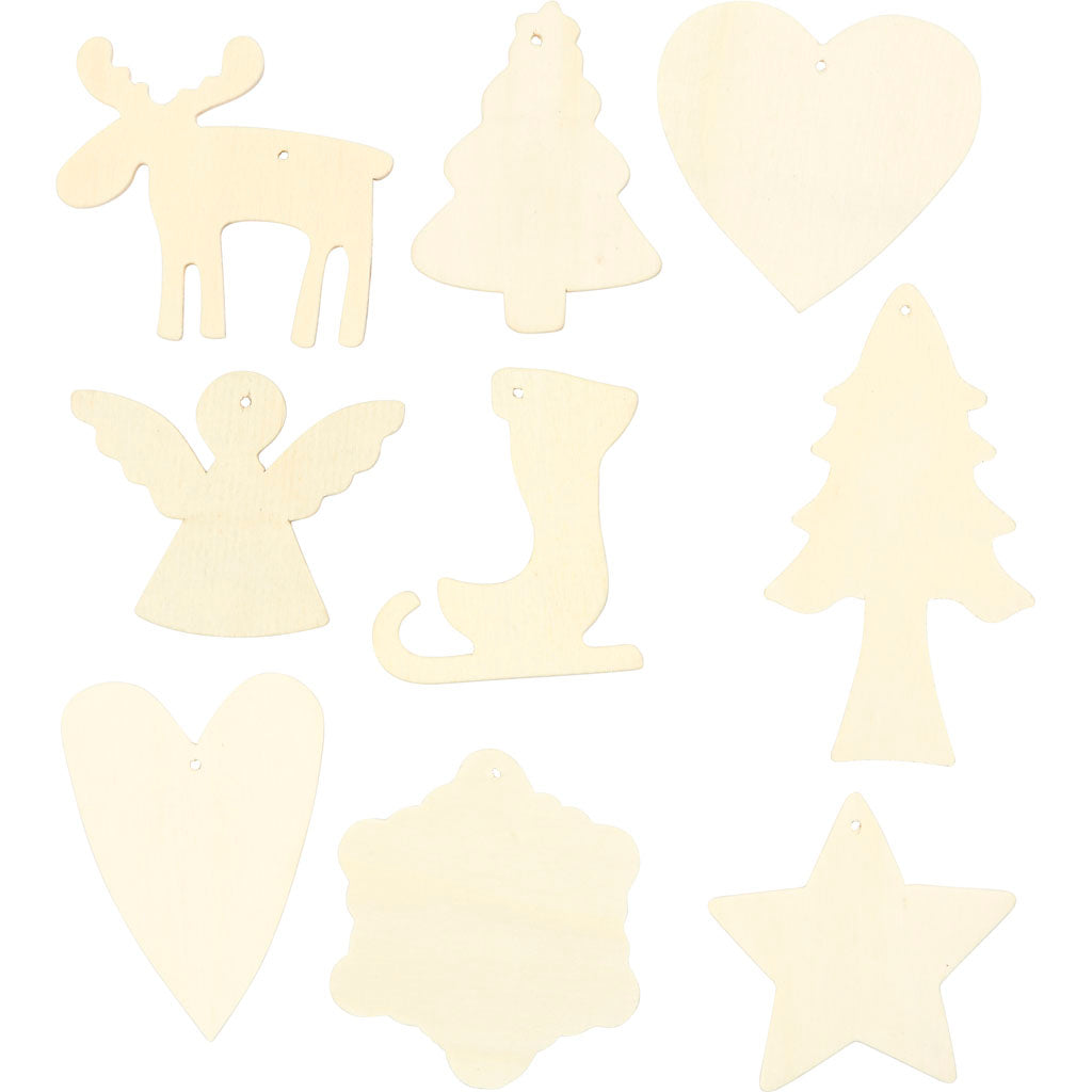 Træophæng, jul, str. 7-8 cm, 72 stk./ 1 pk.