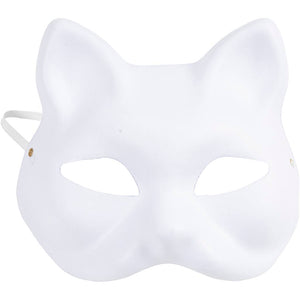 Kattemaske, H: 17,5 cm, B: 18,5, hvid, 1 stk.