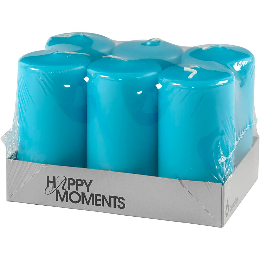 Bloklys, H: 100 mm, diam. 50 mm, lyseblå, 6 stk./ 1 pk.