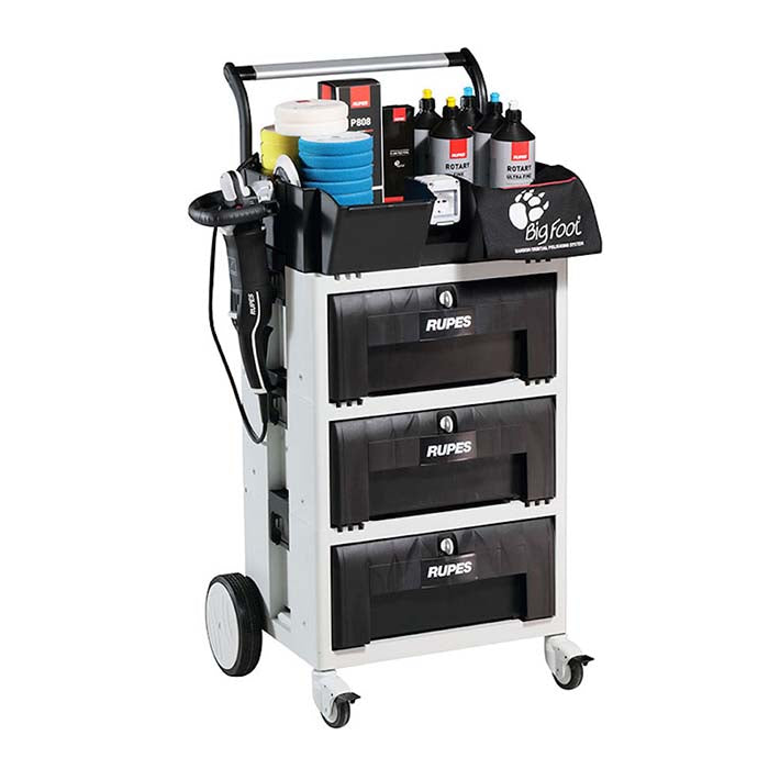 Polishing trolley with 3 drawes and