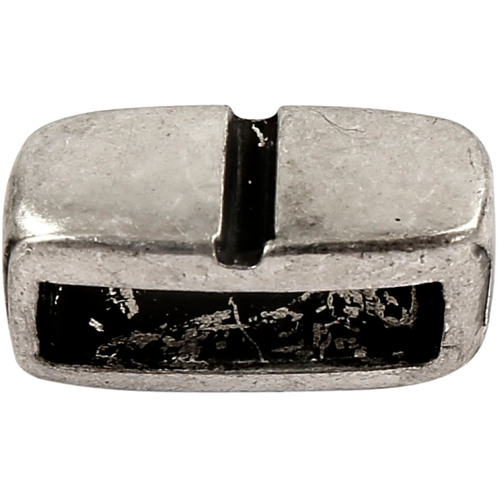 Ledperle, str. 6x14 mm, hulstr. 10x3 mm, antik sølv, 5 stk./ 1 pk.