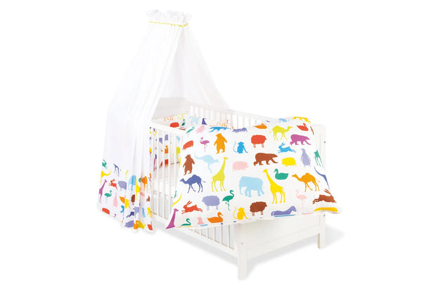 Pinolino Tekstil Udstyr til Tremme-/Babyseng (4 dele), Happy Zoo
