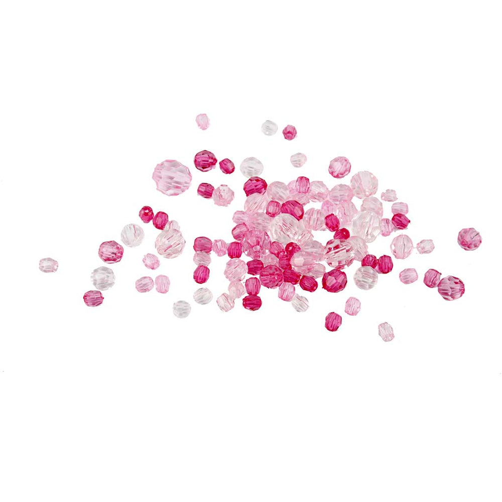 Facetperler, str. 4-12 mm, hulstr. 1-2,5 mm, pink (081), 250 g/ 1 pk.