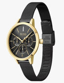 Hugo Boss dameur 1502601 Symphony guldfarvet og sort meshlænke lænke