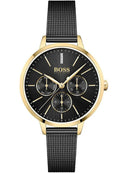 Hugo Boss dameur 1502601 Symphony guldfarvet og sort meshlænke lænke