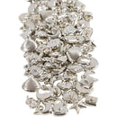 Sølvcharms, str. 15-20 mm, hulstr. 3 mm, ca. 200 stk., 80 g/ 1 pk.