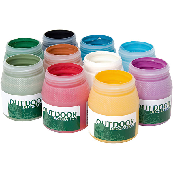Udendørsmaling, ass. farver, 10x250 ml/ 1 pk.