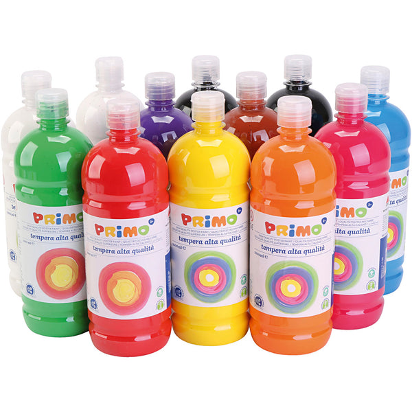 Mat Temperamaling - Assorterede Farver, 12x1000 ml