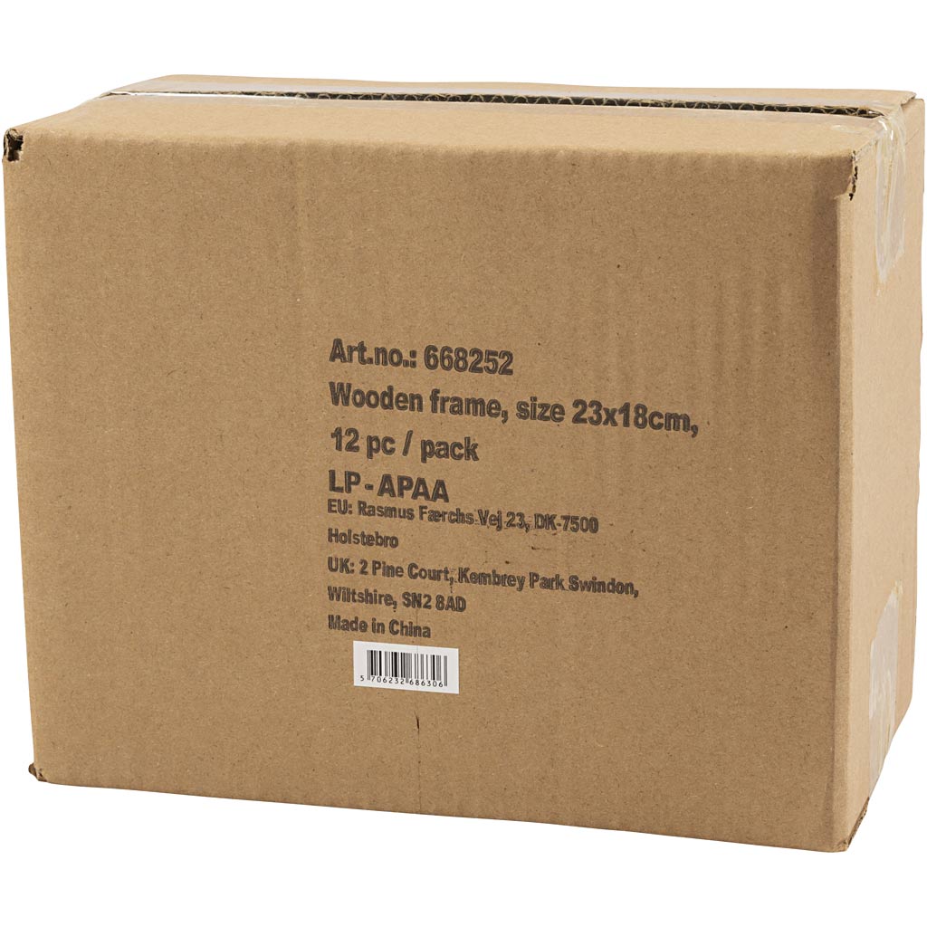 Ramme i træ, str. 23x18 cm, 12 stk./ 1 pk.