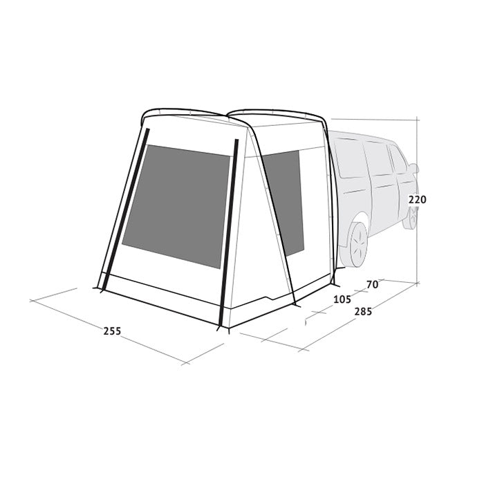 Biltelt til dobbeltdørs biler Dunecrest L - kompatibel VW T5/T6, Mercedes W639/W447, Tesla Model Y - Outwell