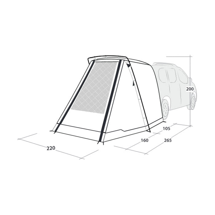 Biltelt Sandcrest S - vandtæt bagklapstelt til SUV/MPV, letvægts aluminiumstang, Insektnet - Outwell