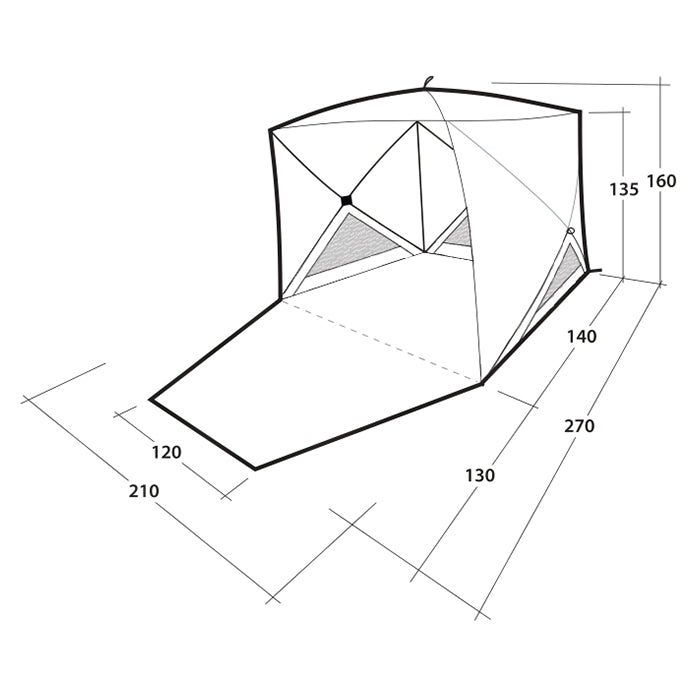 Strandtelt hurtigt opsat med Rapid-pitch Lite, sandfyldte hjørneposer, ventilering - Outwell