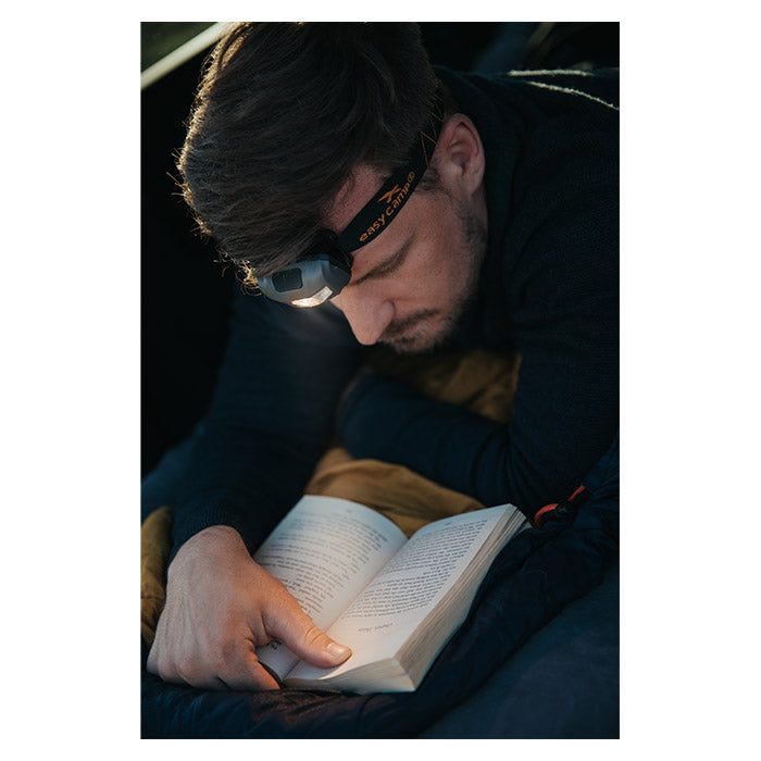 Pandelampe kompakt med hvidt og rødt lys, justerbart pandebånd - Easy Camp