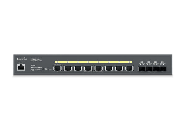 EnGenius ECS2512FP netværksswitch Administreret L2+ 2.5G Ethernet (100/1000/2500) Strøm over Ethernet (PoE) Sort