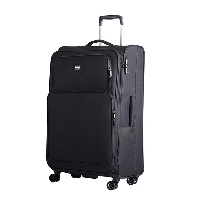 Trolleysæt 3 stk blød kabinekuffert, mellem og stor, TSA-lås, 4 dobbelthjul - Bon Goût