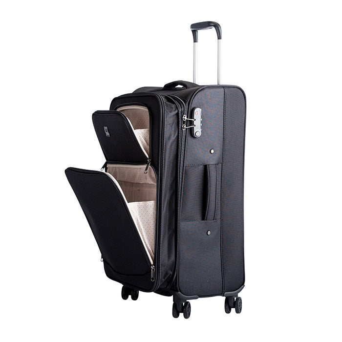 Trolleysæt 3 stk blød kabinekuffert, mellem og stor, TSA-lås, 4 dobbelthjul - Bon Goût