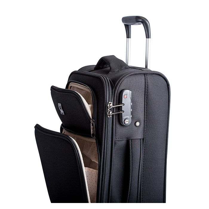 Trolleysæt 3 stk blød kabinekuffert, mellem og stor, TSA-lås, 4 dobbelthjul - Bon Goût