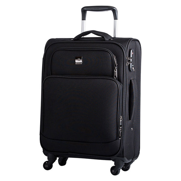Blødt 2-pak trolleysæt kabine+stor sort med TSA-lås og dobbelthjul - Bon Goût