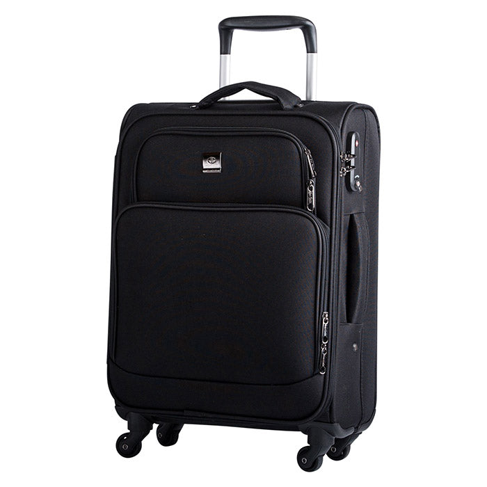 Blødt 2-pak trolleysæt kabine+stor sort med TSA-lås og dobbelthjul - Bon Goût