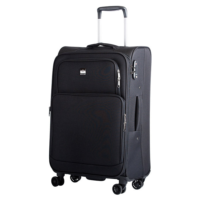 Blødt 2-pak trolleysæt kabine+stor sort med TSA-lås og dobbelthjul - Bon Goût