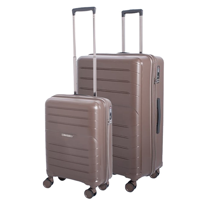 Kuffertsæt 2 stk kabine+stor mocca, 360° hjul, TSA-lås - Bon Goût