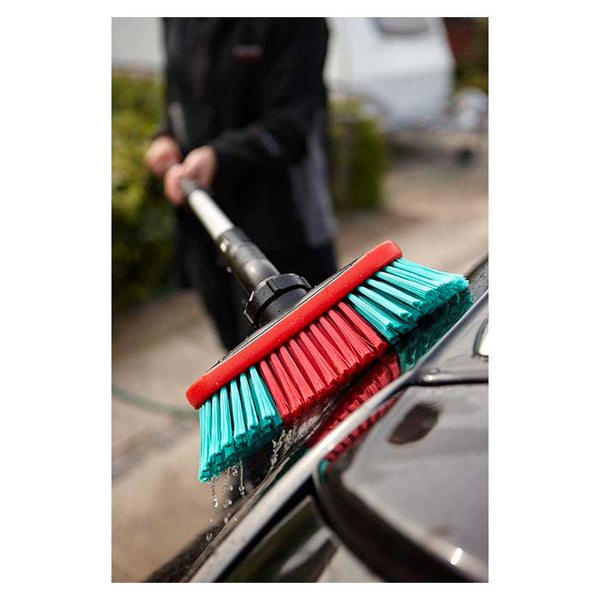 Vaskebørste med vandgennemløb 25 cm, skråbørster og gummikant - Vikan