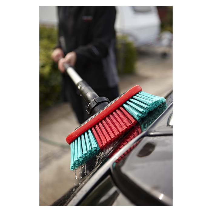 Vaskebørste med vandgennemløb 25 cm, skråbørster og gummikant - Vikan