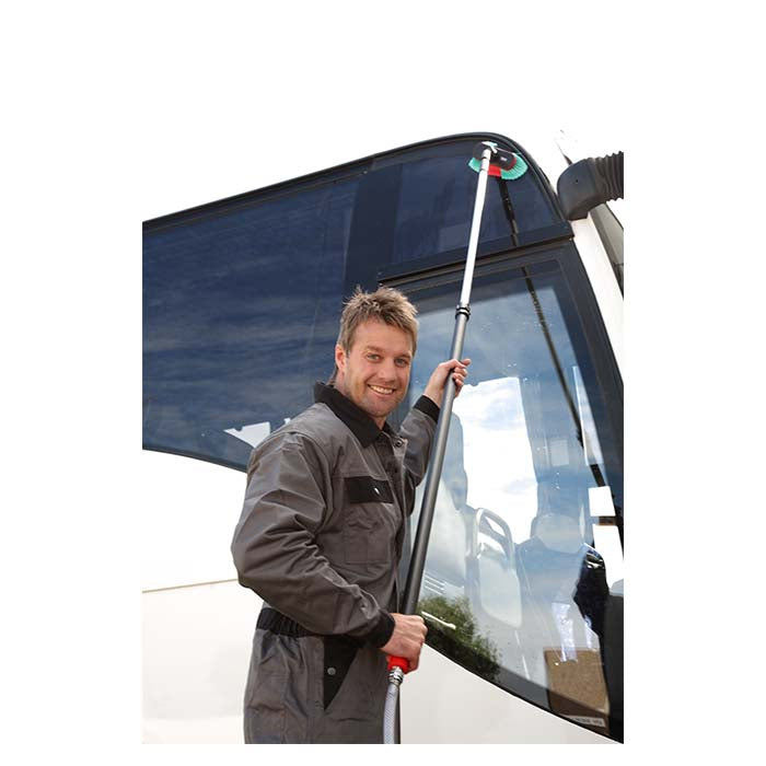 Vaskebørste med vandgennemløb 25 cm, skråbørster og gummikant - Vikan