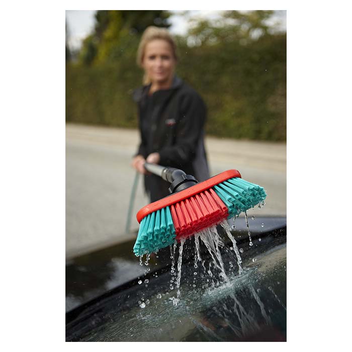 Vaskebørste med vandgennemløb 25 cm, skråbørster og gummikant - Vikan