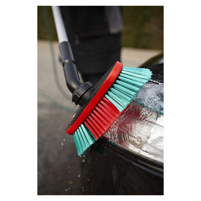 Vaskebørste med vandgennemløb 25 cm, skråbørster og gummikant - Vikan
