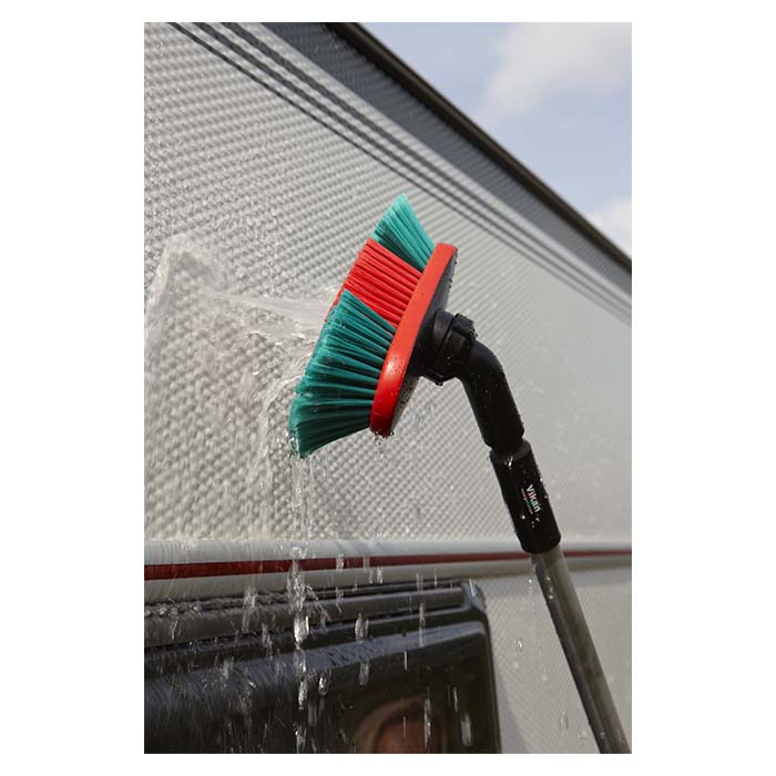 Vaskebørste med vandgennemløb 25 cm, skråbørster og gummikant - Vikan