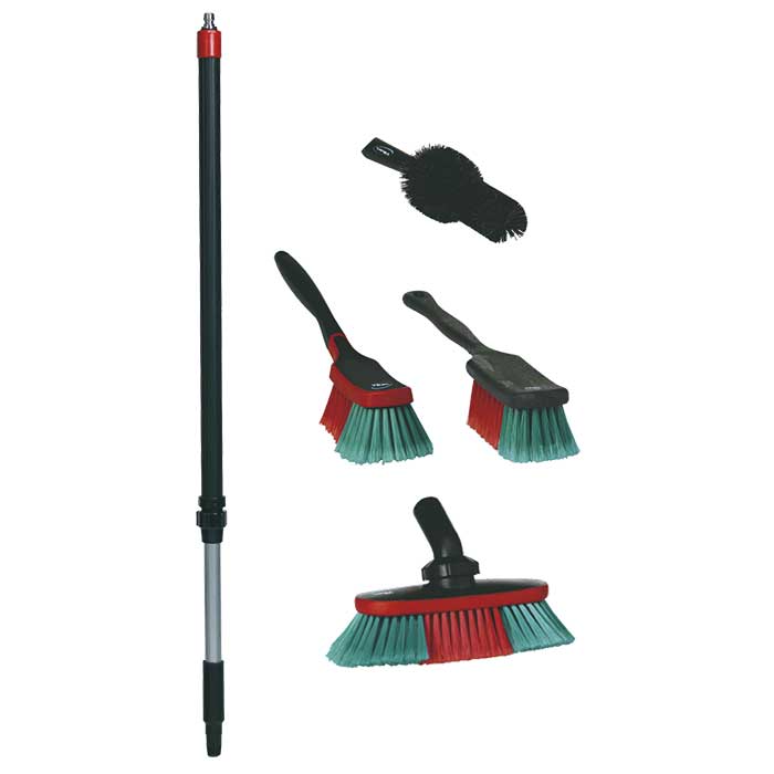 Vaskesæt til bil - autobørste, multibørste, fælgebørste, teleskopskaft med vandgennemløb - Vikan