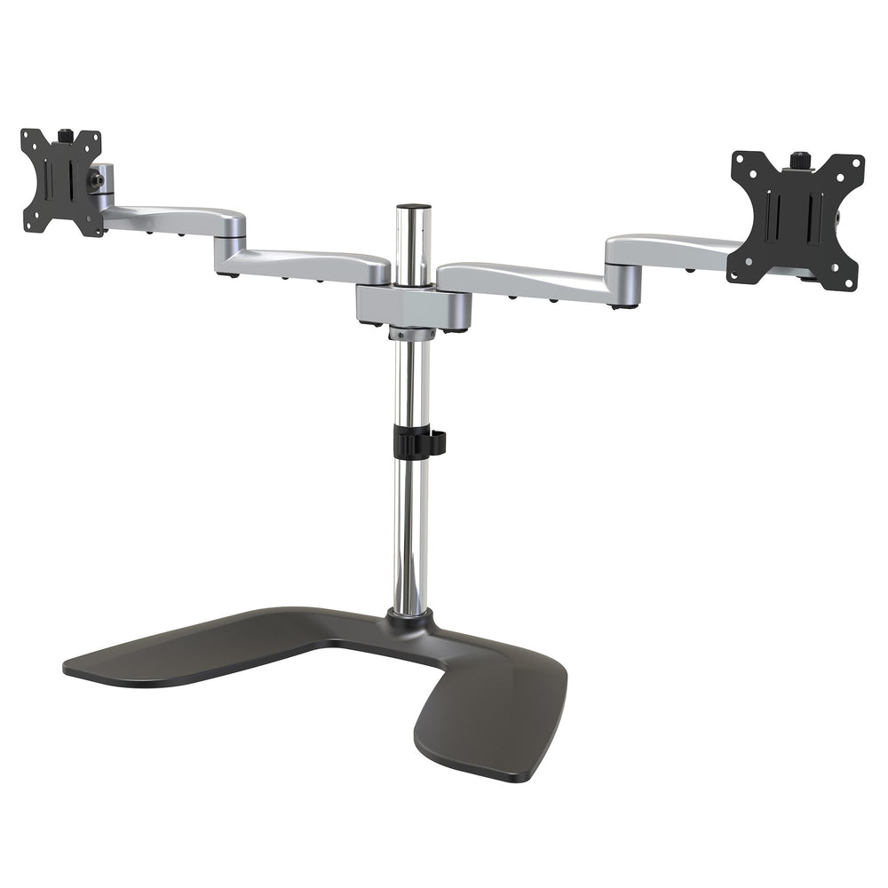 StarTech.com Dual Monitor Stand, Ergonomic Desktop Monitor Stand for up to 32 VESA Displays, Free-Standing Articulating Universal Computer Monitor Mount, Adjustable Height, Silver - & Quick Assembly (ARMDUALSS) Stativ 2 skærme 32