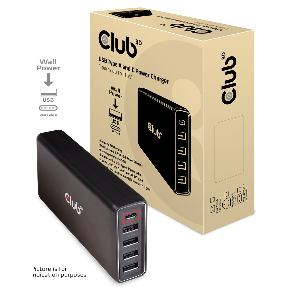 Club 3D CAC-1903EU 111Watt Strømforsyningsadapter
