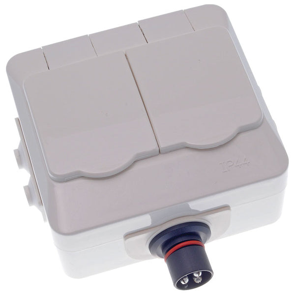 Dobbelt stikkontakt vægmonteret hvid - DEFA