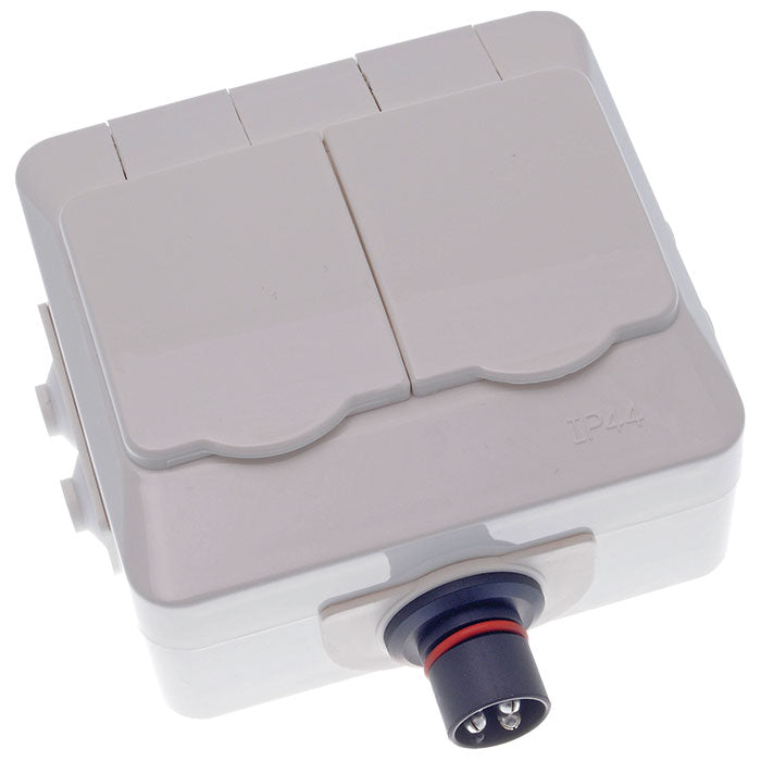 Dobbelt stikkontakt vægmonteret hvid - DEFA