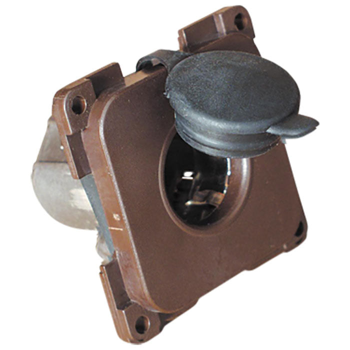 Vægudtag 12V DC grå indbygning med låg - Defa