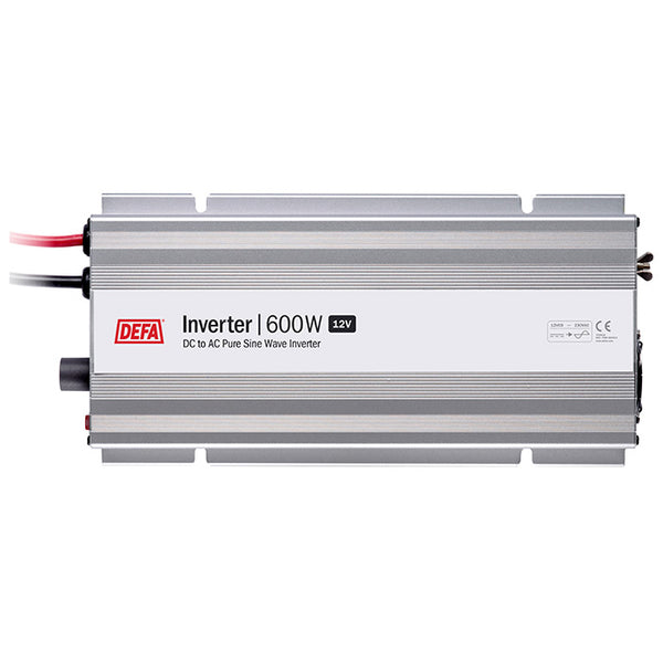 Inverter 12V 600W med plugin stik - ren sinus, ekstern betjening mulig - DEFA