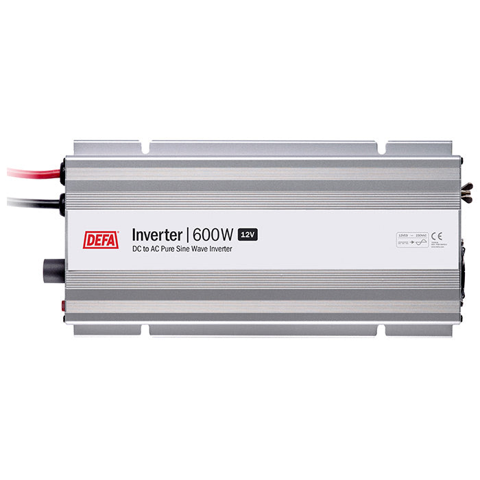 Inverter 12V 600W med plugin stik - ren sinus, ekstern betjening mulig - DEFA