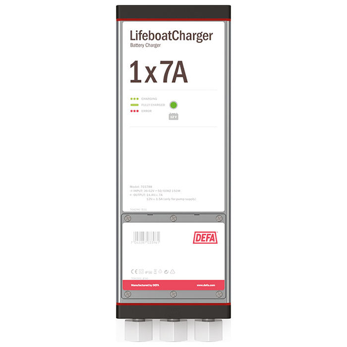 Lader 36 - 62 VAC 1x7A til MOB redningsbåd, til batterier op til 120Ah - DEFA