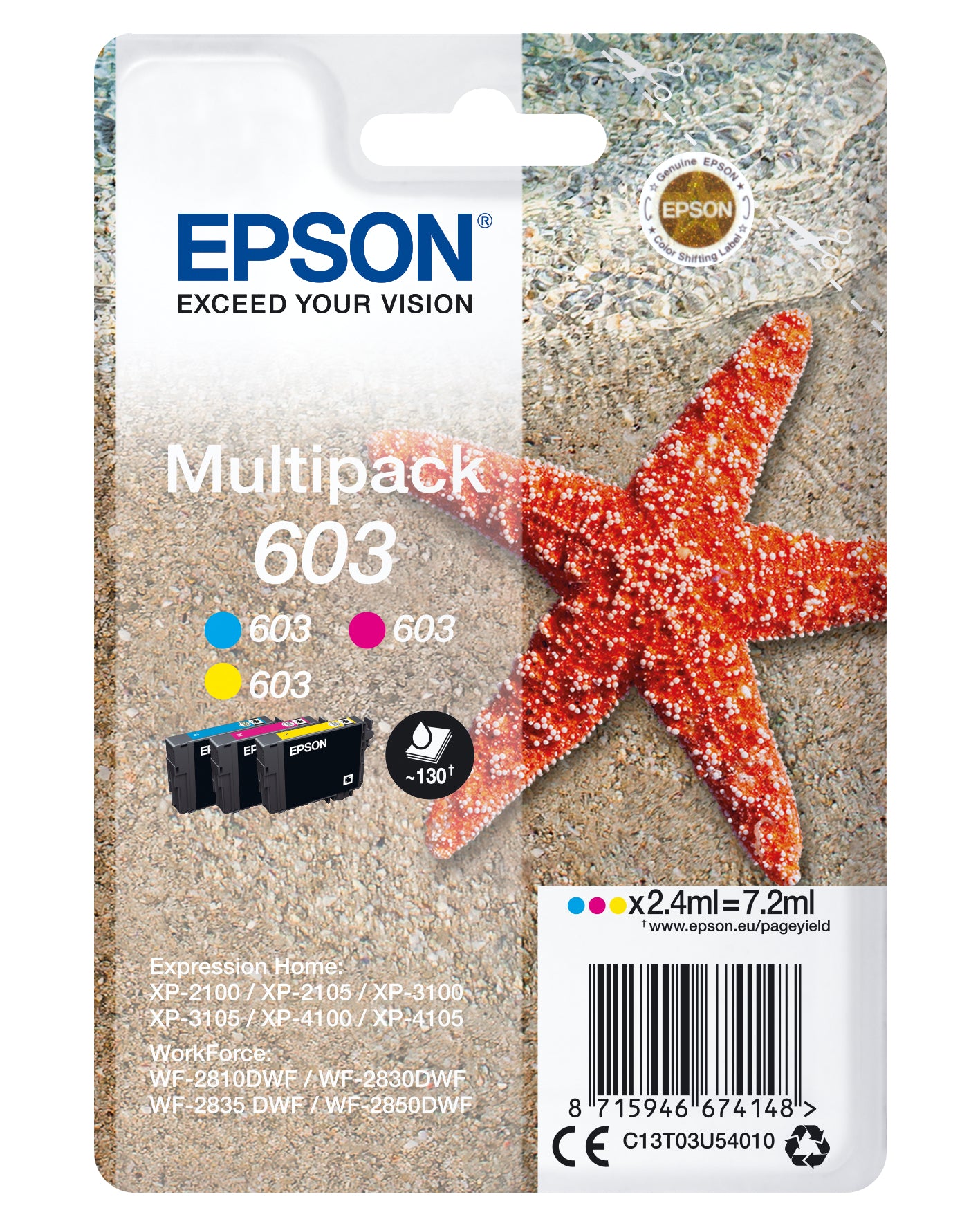 Epson 603 Multipack Gul Cyan Magenta Blæk C13T03U54010