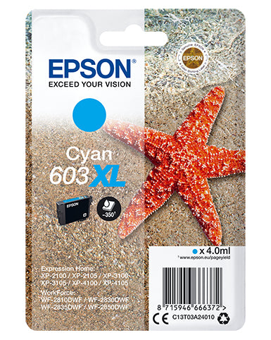 Epson 603XL Cyan 350 sider Blæk C13T03A24010