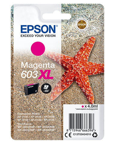 Epson 603XL Magenta 350 sider Blæk C13T03A34010
