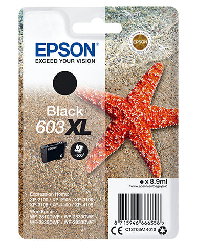 Epson 603XL Sort 500 sider Blæk C13T03A14010