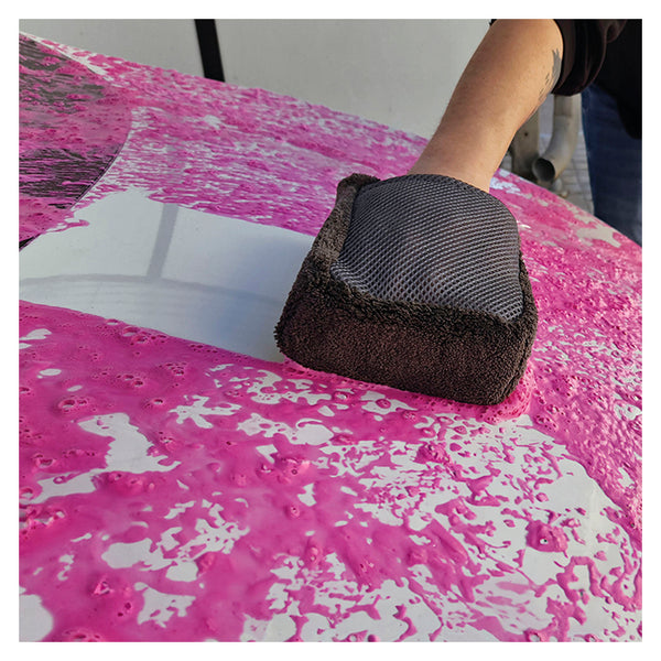 Mikrofibersvamp 20x13 cm med håndlomme - skånsom rengøring, netbagside til dybderens - Billionaire