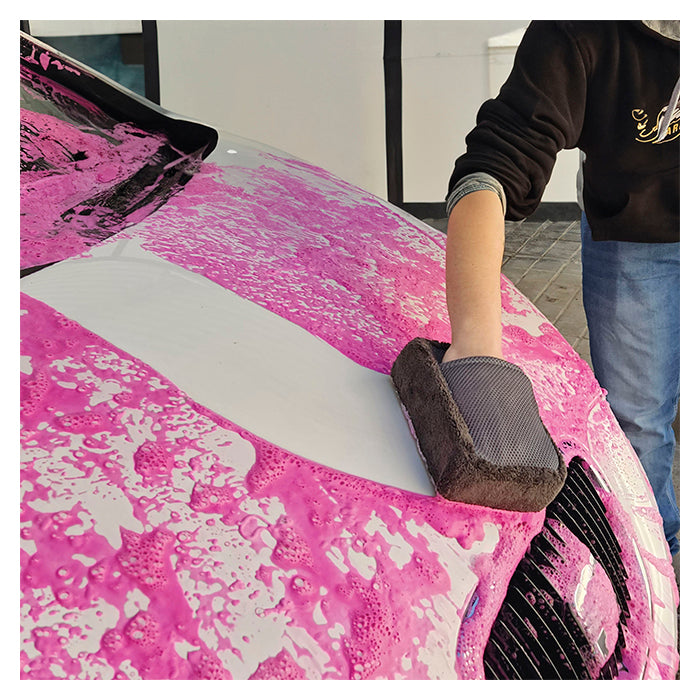 Mikrofibersvamp 20x13 cm med håndlomme - skånsom rengøring, netbagside til dybderens - Billionaire