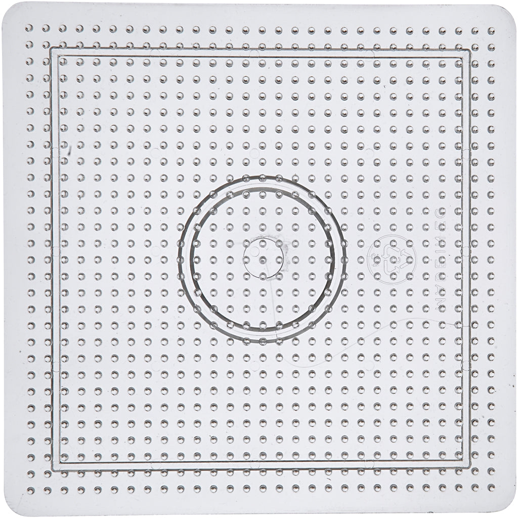 Perleplade, stor firkant, str. 14,5x14,5 cm, medium, klar, 1 stk.