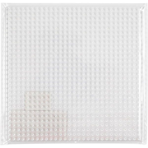 Perleplade, stor firkant, str. 14,5x14,5 cm, medium, klar, 1 stk.